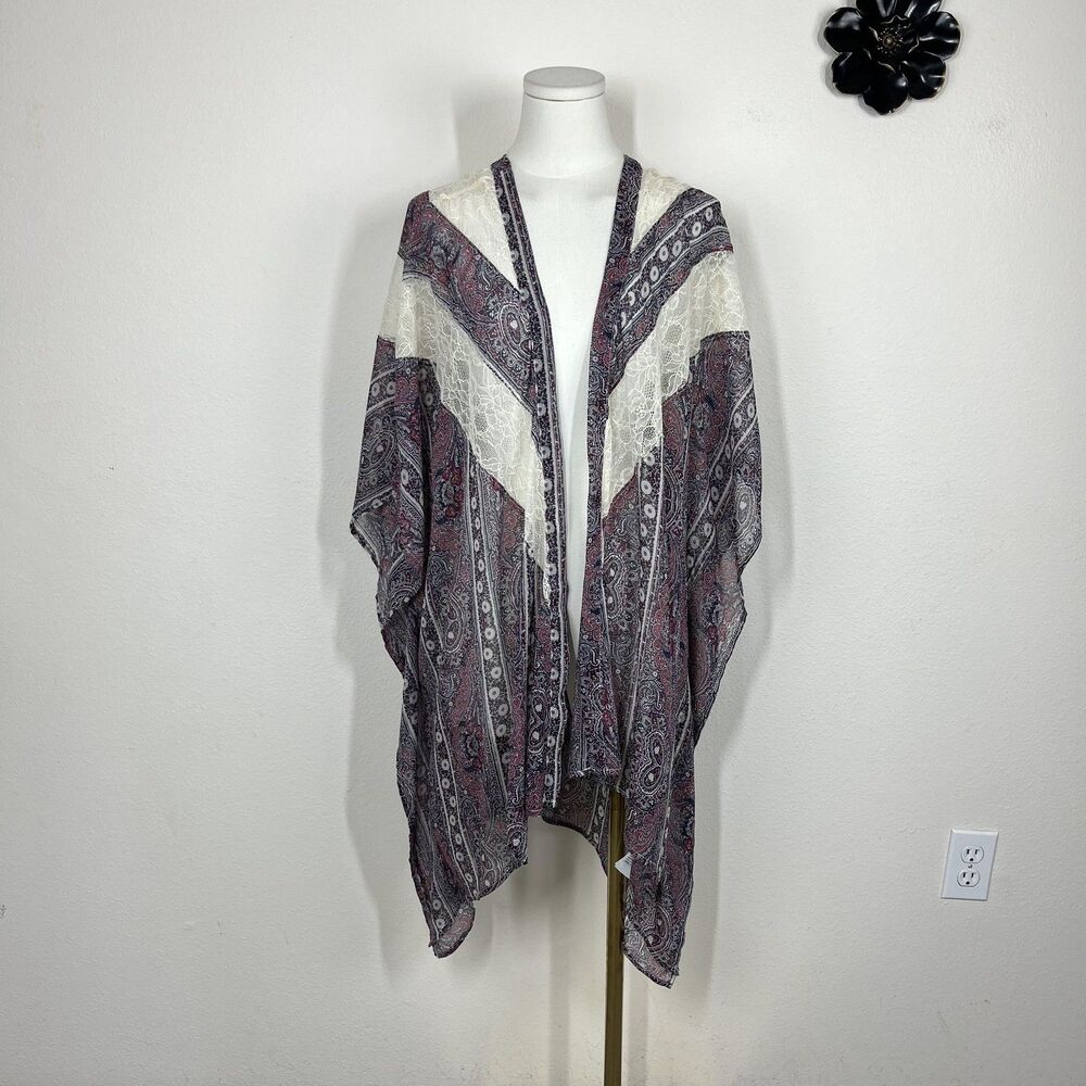 Abercrombie Fitch Kimono Cardigan Womens One Size Paisley Sheer Multicolor Boho
